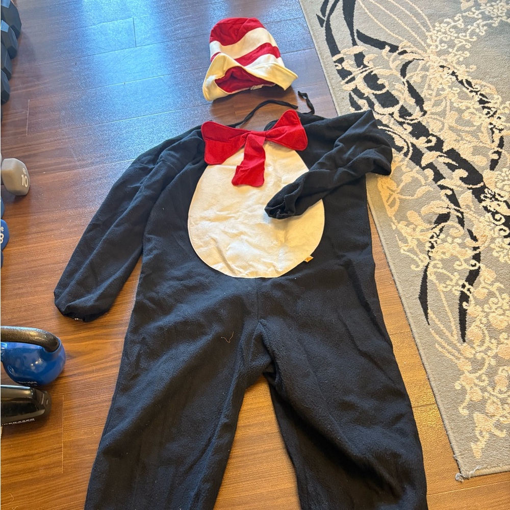 Adult Cat in the Hat Costume with Red Bow Tie and Hat